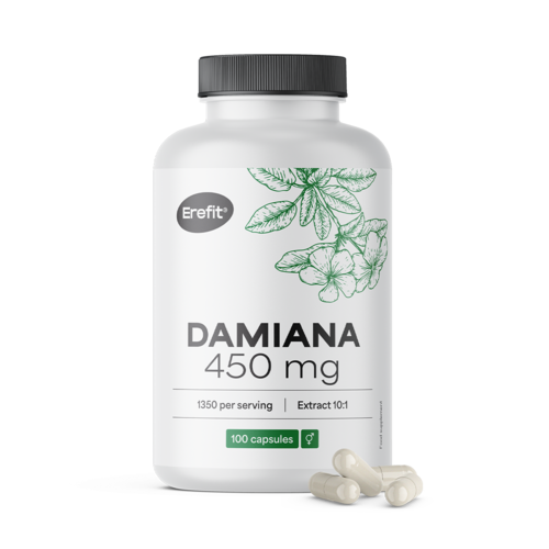 Damiana 450 mg - ekstrakt 10:1, 100 kapsułek