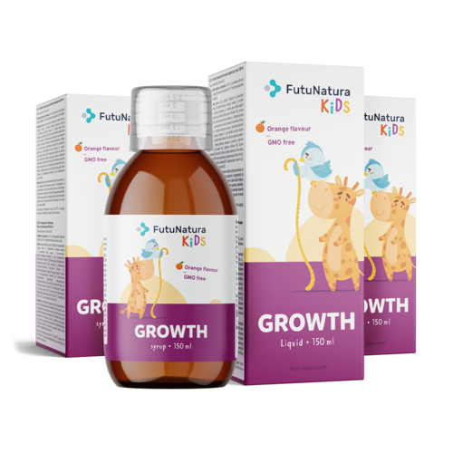3x GROWTH – Suplement diety w płynie dla dzieci w okresie wzrostu, razem 450 ml