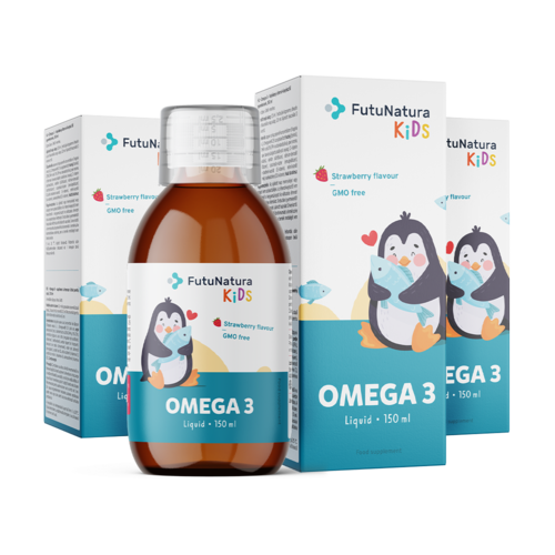 3x OMEGA 3 – Suplement diety dla dzieci w płynie, razem 450 ml