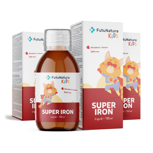 3x Super Iron: Żelazo + wit. z grupy B – suplement diety dla dzieci w płynie, razem 450 ml
