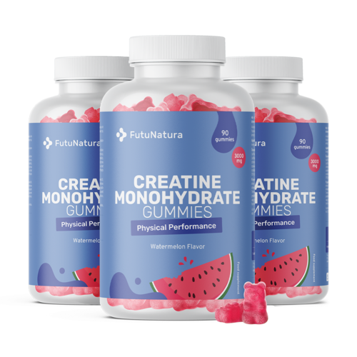 3x Monohydrat Kreatyny 3000 mg – arbuz, razem 270 żelek