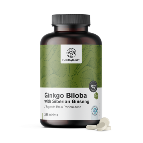 Ginkgo biloba z żeń-szeniem syberyjskim 6600 mg, 365 tabletek
