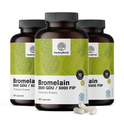 3x Bromelaina 500 mg, razem 540 kapsułek