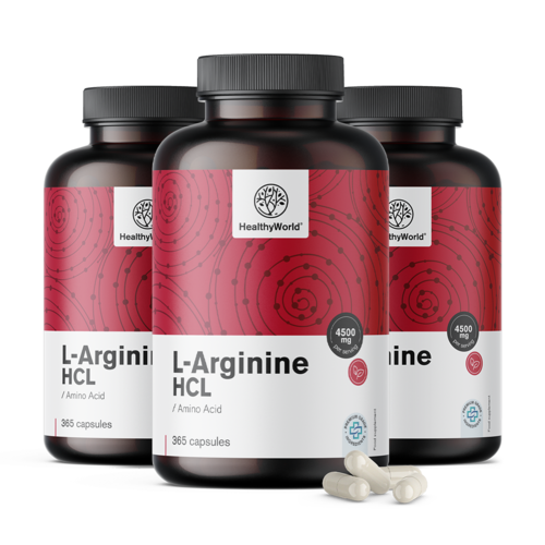 3x L-arginina HCL 4500 mg, razem 1095 kapsułek