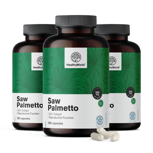 3x Saw Palmetto – Palma sabałowa 320 mg, razem 540 kapsułek