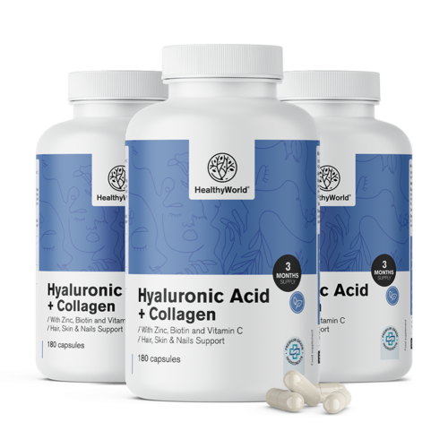 3x Kwas hialuronowy + kolagen kompleks, razem 540 kapsułek