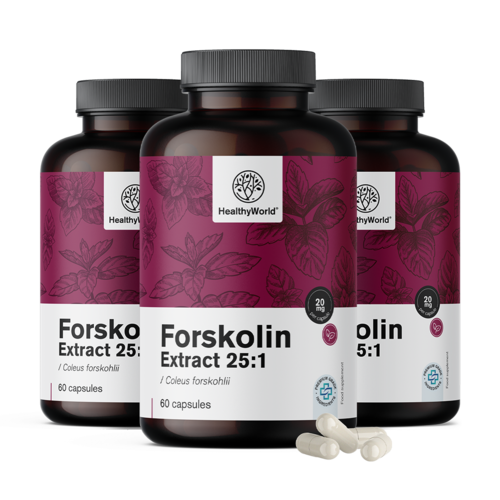3x Forskolina – z ekstraktu z pokrzywy indyjskiej 20 mg, razem 180 kapsułek