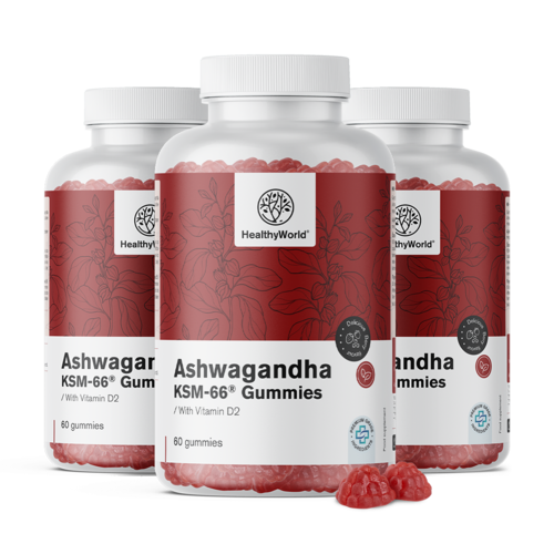 3x Ashwagandha KSM-66 300 mg, razem 180 żelek