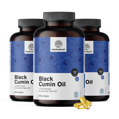 3x Olej z czarnuszki 1000 mg, razem 1080 kapsułek miękkich