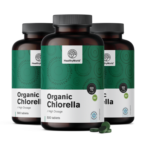 3x BIO Chlorella 500 mg, razem 1500 tabletek