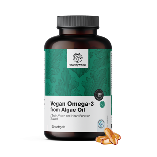 Wegańskie Omega-3 1000 mg - z alg, 120 miękkich kapsułek