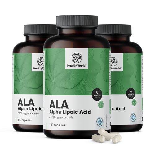 3x ALA – kwas alfa-liponowy 650 mg, razem 540 kapsułek