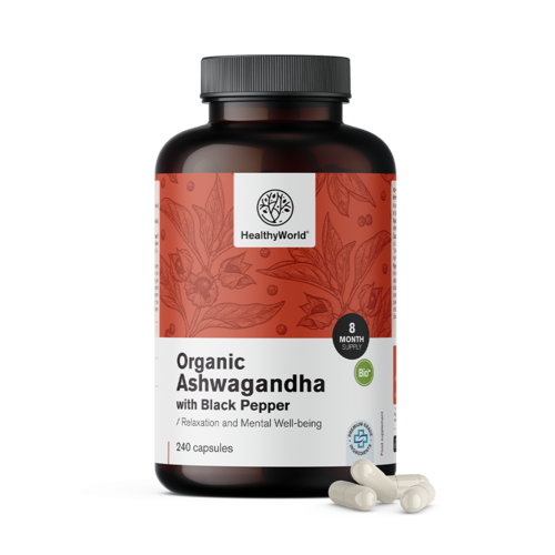 BIO Ashwagandha z czarnym pieprzem, 240 kapsułek
