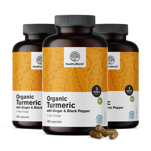 3x BIO Kurkuma 1440 mg – z imbirem i czarnym pieprzem, razem 540 kapsułek