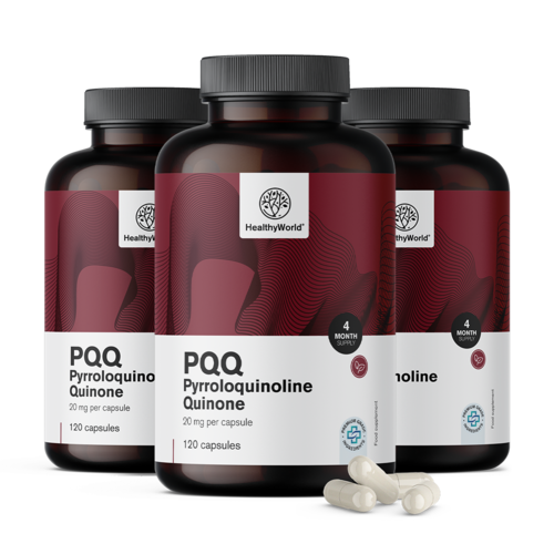 3x PQQ – Pirolochinolinochinon 20 mg, razem 360 kapsułek