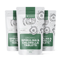 3x BIO Algi Spirulina + Chlorella, razem 1200 tabletek