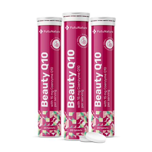 3x Beauty Q10 – tabletki musujące, razem 60 tabletek musujących