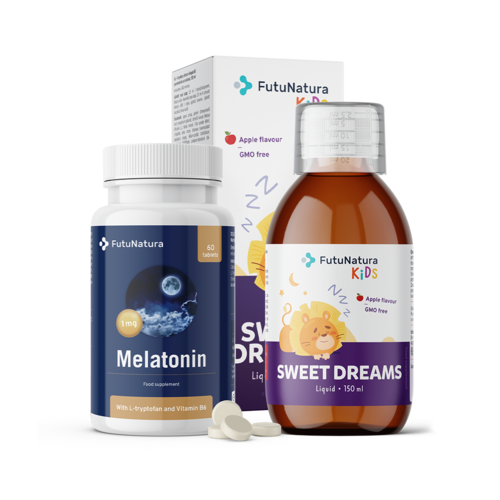 Spokojna Noc: Melatonina + Suplement diety w płynie dla dzieci, zestaw