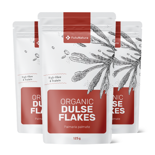 3x BIO płatki dulse – 100% liście algi dulse, razem 375 g