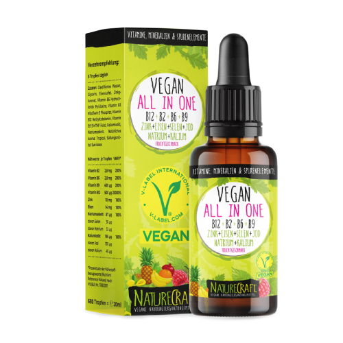 Wegańskie witaminy i minerały w kroplach, 20 ml