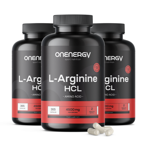 3x L-arginina HCL 4500 mg, razem 1095 kapsułek