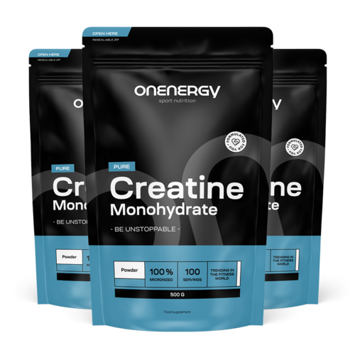 3x 100% monohydrat kreatyny w proszku, razem 1500 g