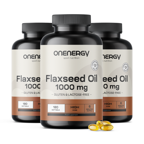 3x Olej lniany 1000 mg, razem 540 kapsułek miękkich