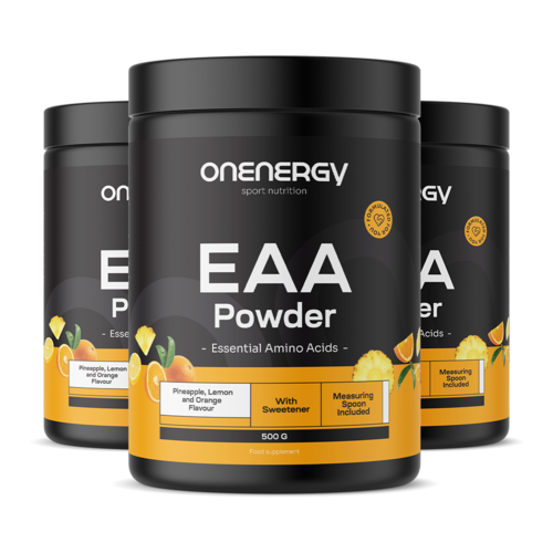 3x EAA w proszku – ananas, cytryna, pomarańcza, razem 1500 g