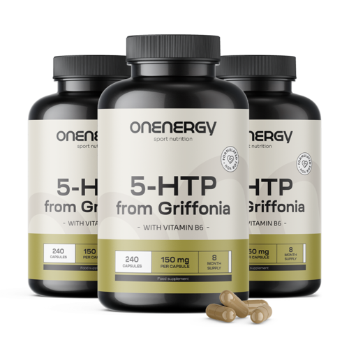 3x 5-HTP 150 mg - Griffonia Simplicifolia, razem 720 kapsułek