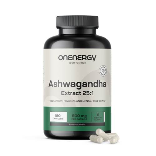 Ashwagandha 500 mg – ekstrakt 25:1, 180 kapsułek