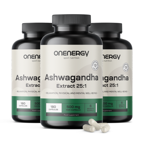 3x Ashwagandha 500 mg – ekstrakt 25:1, razem 540 kapsułek