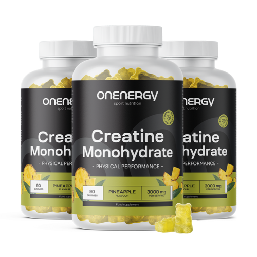 3x Monohydrat kreatyny 3000 mg – ananas, razem 270 żelków