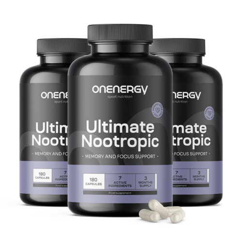 3x Ultimate Nootropic – kompleks wspierający funkcje poznawcze,  razem 540 kapsułek