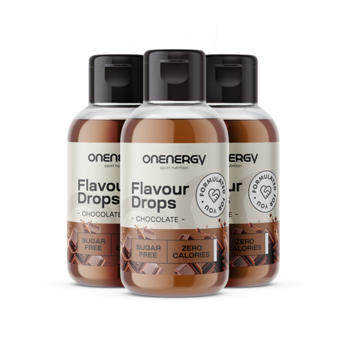3x Flavour Drops krople z substancją słodzącą – czekolada, razem 150 ml