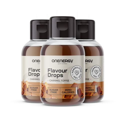 3x Flavour Drops krople z substancją słodzącą – toffi karmel, razem 150 ml
