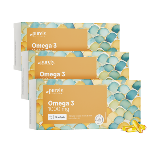 3x Omega-3 1000 mg - z oleju rybnego, razem 180 kapsułek miękkich