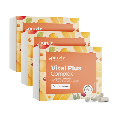 3x Vital Plus Complex - multiwitamina i minerały z żeń-szeniem, razem 90 kapsuł