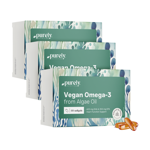 3x Wegańskie omega-3 1100 mg – z alg, razem 180 miękkich kapsułek