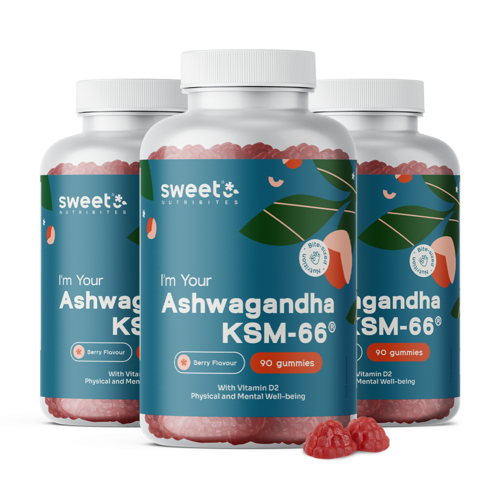 3x Ashwagandha KSM-66 300 mg, razem 270 żelek