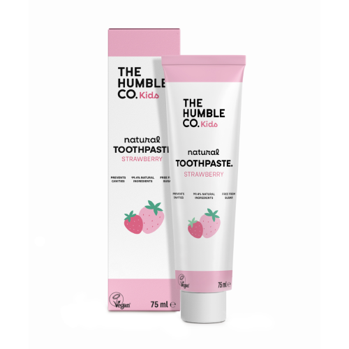 Pasta do zębów dla dzieci o smaku truskawkowym.